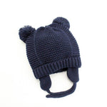 Baby Cotton Knitted Earflap Beanie Bonnet Cap Baby Cotton Knitted Earflap Beanie Bonnet Cap Baby Bubble Store Navy 0 to 12 months 