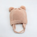 Baby Cotton Knitted Earflap Beanie Bonnet Cap Baby Cotton Knitted Earflap Beanie Bonnet Cap Baby Bubble Store Pink 0 to 12 months 