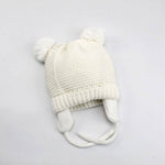 Baby Cotton Knitted Earflap Beanie Bonnet Cap Baby Cotton Knitted Earflap Beanie Bonnet Cap Baby Bubble Store White 0 to 12 months 
