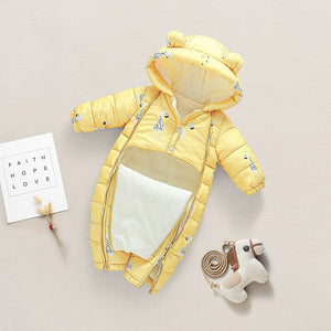 Baby Hooded Snowsuit Baby Hooded Snowsuit Baby Bubble Store Yellow 3M 