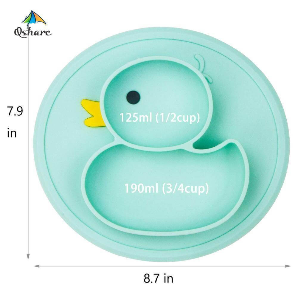 Baby Silicone Duck Plate Baby Silicone Duck Plate Baby Bubble Store Cyan 