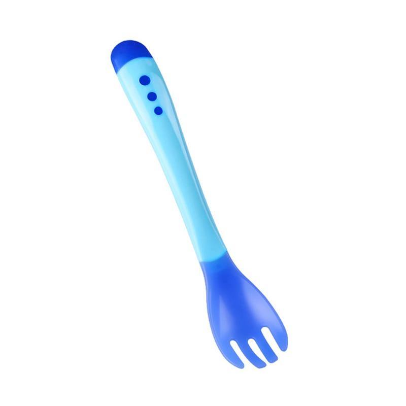 Cherub Baby BABY LED WEANING SILICONE SPOON & FORK CUTLERY - DUCK EGG -  Whole Bubs