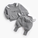 Baby Suit Autumn Winter Baby Boy Cartoon Cute Clothing Pullover Sweatshirt Top + Pant Clothes Set Baby Toddler Girl Outfit Suit Baby Bubble Store 8163-8165-Gray 6-12M 