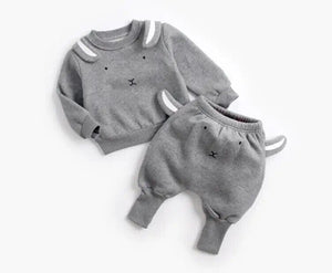 Baby Suit Autumn Winter Baby Boy Cartoon Cute Clothing Pullover Sweatshirt Top + Pant Clothes Set Baby Toddler Girl Outfit Suit Baby Bubble Store 8163-8165-Gray 6-12M 
