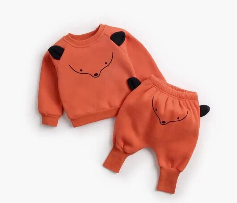 Baby Suit Autumn Winter Baby Boy Cartoon Cute Clothing Pullover Sweatshirt Top + Pant Clothes Set Baby Toddler Girl Outfit Suit Baby Bubble Store 8163-8165-Orange 6-12M 