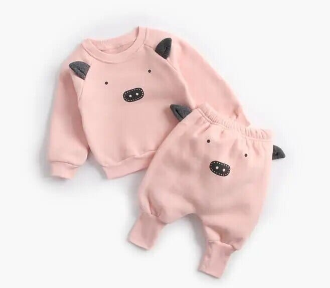 Baby Suit Autumn Winter Baby Boy Cartoon Cute Clothing Pullover Sweatshirt Top + Pant Clothes Set Baby Toddler Girl Outfit Suit Baby Bubble Store 8163-8165-Pink 6-12M 