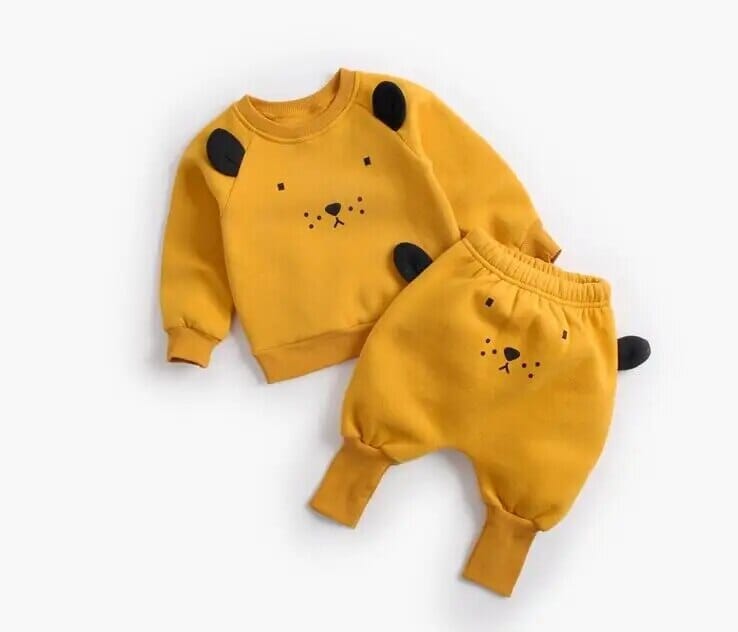 Baby Suit Autumn Winter Baby Boy Cartoon Cute Clothing Pullover Sweatshirt Top + Pant Clothes Set Baby Toddler Girl Outfit Suit Baby Bubble Store 8163-8165-yellow 6-12M 