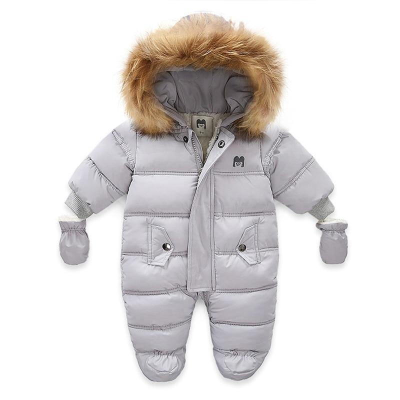 Baby Winter Warm Jumpsuit Baby Winter Warm Jumpsuit Baby Bubble Store Gray 3M 