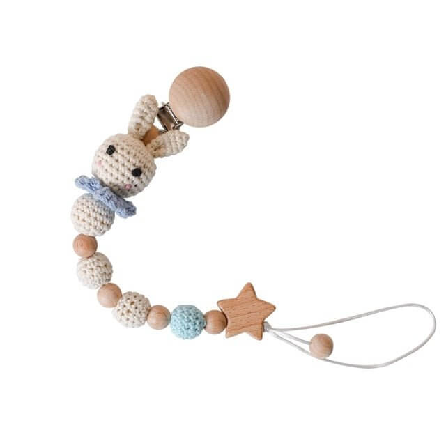 Baby Wood & Crochet Teething Chain Baby Wood & Crochet Teething Chain Baby Bubble Store blue rabbit 