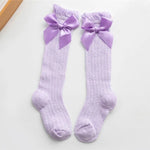 Children Girls Royal Style Bow Knee High Fishnet Socks.Baby Toddler Bowknot In Tube Socks.Kid Hollow Out Sock Sox 0-3Y Baby Bubble Store Purple 0 to 3 year 