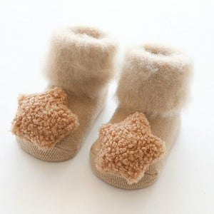 Cute Baby Socks Stereo Doll Socks Autumn Winter Mid Stocks Velvet Thickening Brush Furry Newborn Floor Socks 0-18 months 0 Baby Bubble Store khaki 0-6M 
