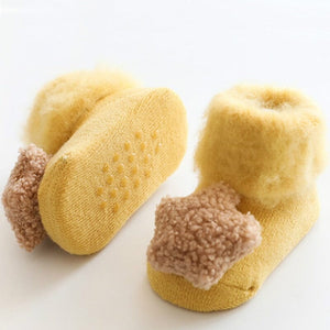 Cute Baby Socks Stereo Doll Socks Autumn Winter Mid Stocks Velvet Thickening Brush Furry Newborn Floor Socks 0-18 months 0 Baby Bubble Store yellow 0-6M 