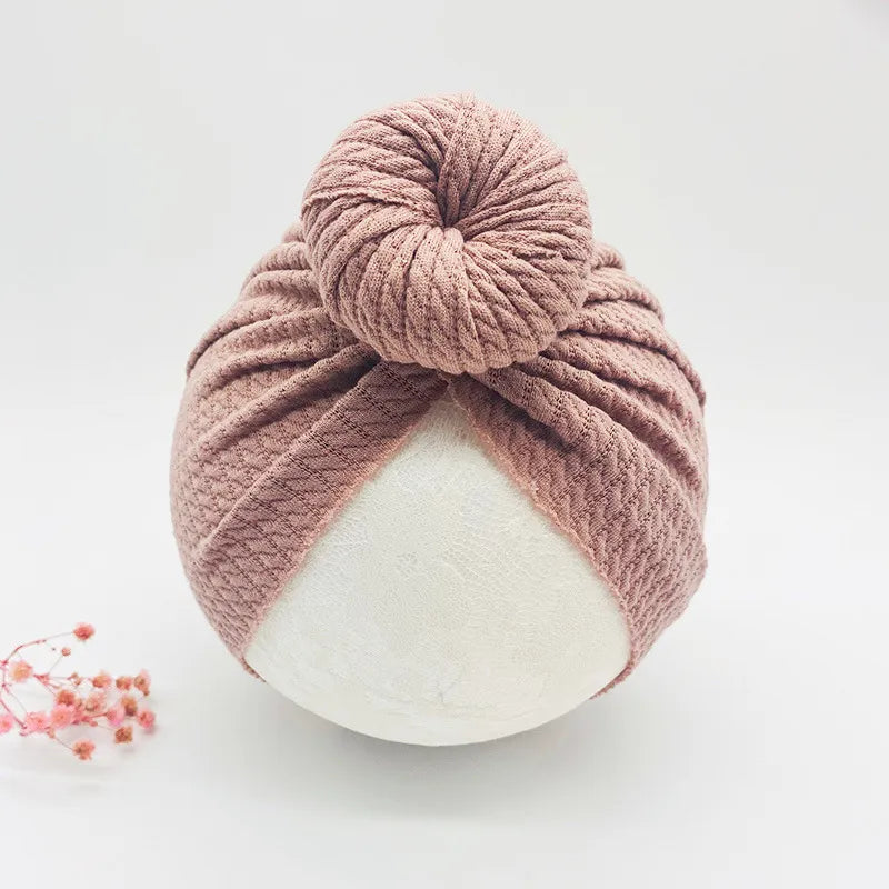 Knotted Hats for Baby Girl Beanie Bow Headband Infant Turban Newborn Head Accessories Winter Hat Warm Bonnet Caps Mother Kids Baby Bubble Store A dusty pink 
