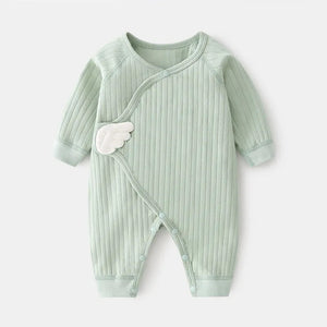 Lawadka 0-6M Spring Autumn Newborn Baby Girl Boy Romper Cotton Solid Soft Infant Jumpsuit With Wing Casual Clothes For Girls Boy Baby Bubble Store 