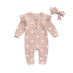 Ma&Baby 0-18M Valentine's Newborn Infant Baby Girl Jumpsuit Heart Print Rompers Long Sleeve Playsuit Clothing Autumn Spring D35 Baby Bubble Store Pink 3-6M 