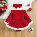 Ma&Baby 0-24M Christmas Baby Red Romper Newborn Toddler Infant Girl Velvet Ruffle Jumpsuit Xmas New Year Costumes D01 Baby Bubble Store 