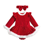 Ma&Baby 0-24M Christmas Baby Red Romper Newborn Toddler Infant Girl Velvet Ruffle Jumpsuit Xmas New Year Costumes D01 Baby Bubble Store Red 6-12Months 