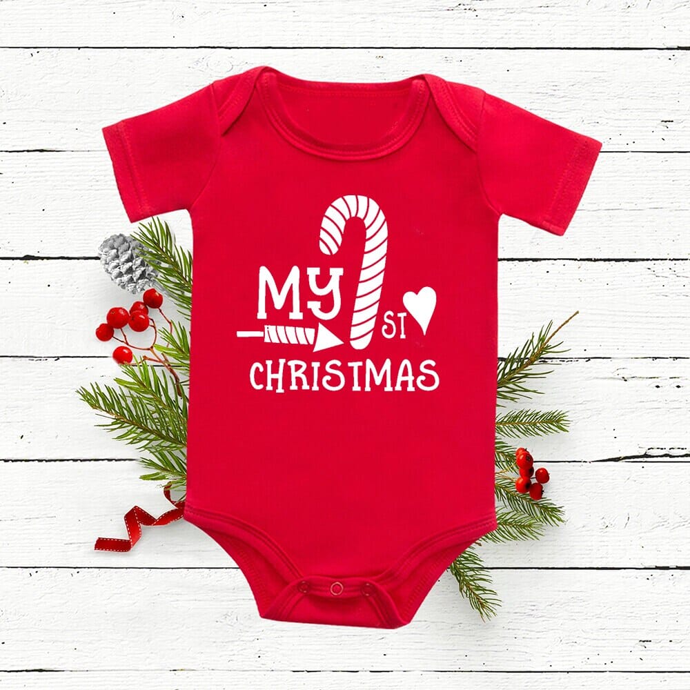 My 1st Christmas Deer Tree Print Baby Red Romper Cotton Short Sleeve Newborn Boys Girls Infant Bodysuits Xmas Clothes Party Gift 0 Baby Bubble Store R057-A003RD- 3M 