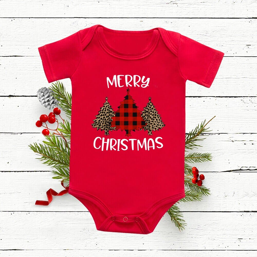 My 1st Christmas Deer Tree Print Baby Red Romper Cotton Short Sleeve Newborn Boys Girls Infant Bodysuits Xmas Clothes Party Gift 0 Baby Bubble Store RU91-A003RD- 3M 