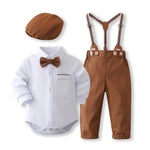 Newborn Baby Boy Clothes Set 0 to 3 6 9 12 Months 1st Birthday Party Infant Boys Sets Clothing Outfit Romper Shirts Pants Suit Baby Bubble Store Brown China 0-3M