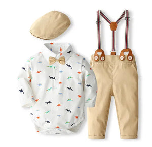 Newborn Baby Boy Clothes Set 0 to 3 6 9 12 Months 1st Birthday Party Infant Boys Sets Clothing Outfit Romper Shirts Pants Suit Baby Bubble Store Khaki China 0-3M