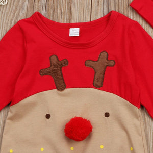Newborn Baby Boys Girl Christmas Rompers Long Sleeve Deer Romper Jumpsuit+Hat 2Pcs set Sleepwear Party Costume Baby Clothes 0 Baby Bubble Store 