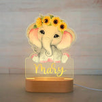 Personalized Baby Elephant Lion LED USB Night Light Custom Name Acrylic Lamp For Kids Children Cute Bedroom Decoration Baby Bubble Store 04 