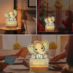 Personalized Baby Elephant Lion LED USB Night Light Custom Name Acrylic Lamp For Kids Children Cute Bedroom Decoration Baby Bubble Store 
