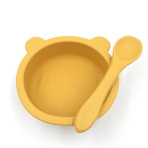 Silicone Baby Feeding Bowl With Spoon Silicone Baby Feeding Bowl With Spoon Baby Bubble Store Yellow 