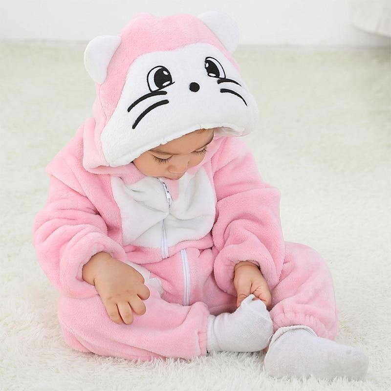 Soft Baby Animal Romper Soft Baby Animal Romper Baby Bubble Store pink cat 3M 