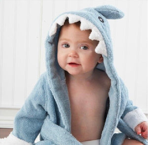 Soft Hooded Animal Baby Bathrobe Towels Baby Hooded Animal Bathrobe Baby Bubble Store Shark 