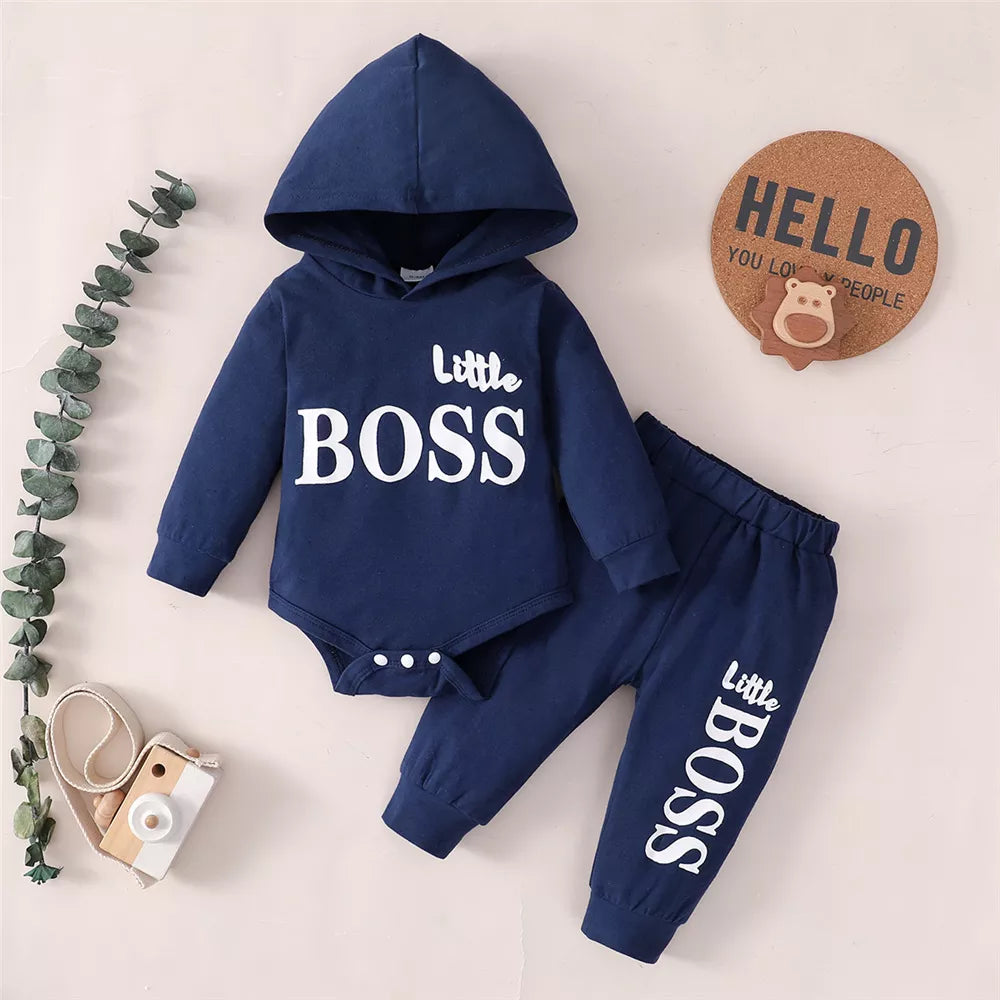 Spring 0-24 Months Newborn Baby Boy 2PCS Clothes Set Long Sleeve Hoodie Jumpsuit Pants Toddler Boy Outfit Baby Costume Baby Bubble Store 
