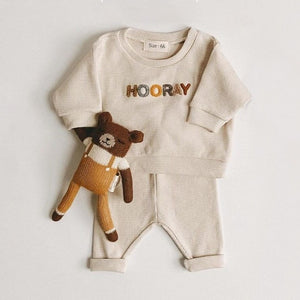 Spring Autumn Baby Boy Girls Clothes Cotton Girl Clothing Sets Long-Sleeved Sweatshirts+Pants Infant Clothes 2pcs Suit Outfits 0 Baby Bubble Store Ivory 3-6M 66 