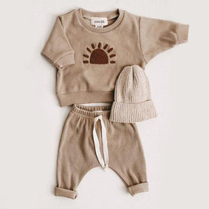 Spring Autumn Baby Boy Girls Clothes Cotton Girl Clothing Sets Long-Sleeved Sweatshirts+Pants Infant Clothes 2pcs Suit Outfits 0 Baby Bubble Store Khaki 3-6M 66 