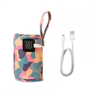 USB Milk Water Warmer Travel Stroller Insulated Bag Baby Nursing Bottle Heater Safe Kids Supplies for Outdoor Winter 0 Baby Bubble Store Camo Pink 