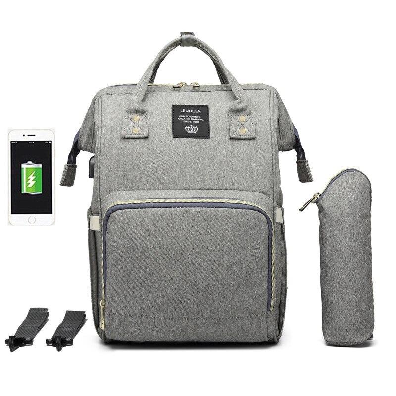 Waterproof Diaper Bag with USB Charging Port Waterproof Diaper Bag with USB Charging Port Baby Bubble Store Gray 