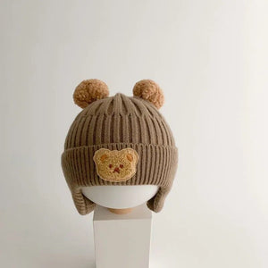 Winter Baby Beanie Cap Cartoon Bear Ear Protection Knitted Hat for Toddler Boys Girls Cute Korean Warm Kids Crochet Hats Gorros Baby Bubble Store C 